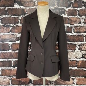 Tara Jarmon Blazer Jacket France Brown Buttons Stretchy Tailored Size 36 4